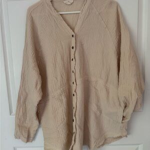 Women's Beige Button Down Shirt